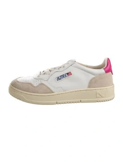 Pre-owned Autry Leather Colorblock Pattern Sneakers In White