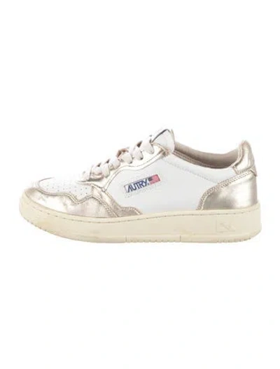 Pre-owned Autry Leather Colorblock Pattern Sneakers In White