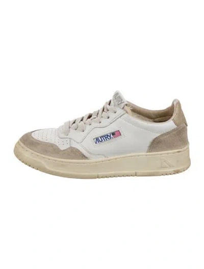 Pre-owned Autry Leather Colorblock Pattern Sneakers In White