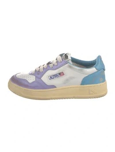 Pre-owned Autry Leather Colorblock Pattern Sneakers In White