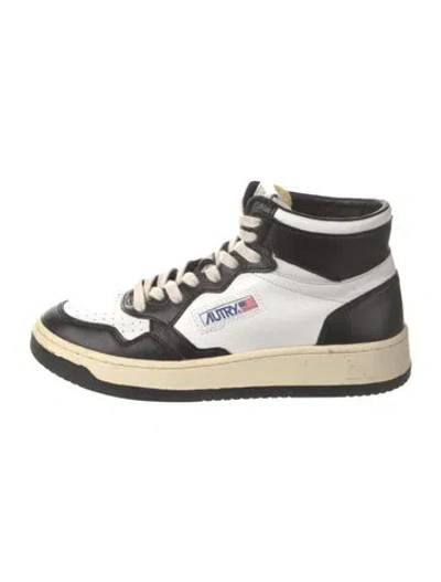 Pre-owned Autry Leather Colorblock Pattern Sneakers In White
