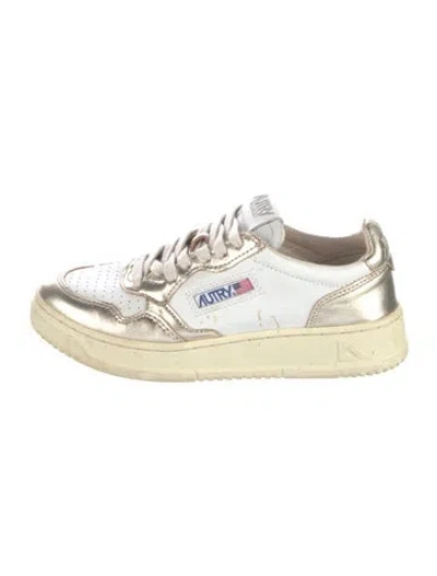 Pre-owned Autry Leather Colorblock Pattern Sneakers In White