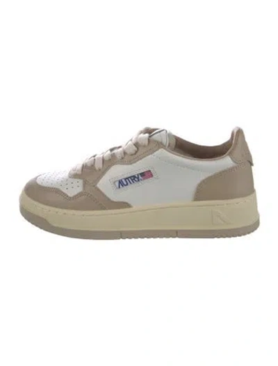 Pre-owned Autry Leather Colorblock Pattern Sneakers In White