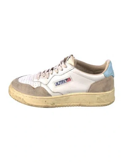 Pre-owned Autry Leather Colorblock Pattern Sneakers In White
