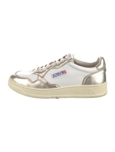 Pre-owned Autry Leather Colorblock Pattern Sneakers In White