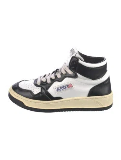 Pre-owned Autry Leather Colorblock Pattern Sneakers In White