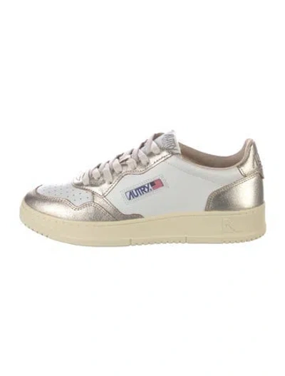 Pre-owned Autry Leather Colorblock Pattern Sneakers In White