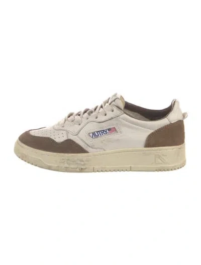 Pre-owned Autry Leather Colorblock Pattern Sneakers In White