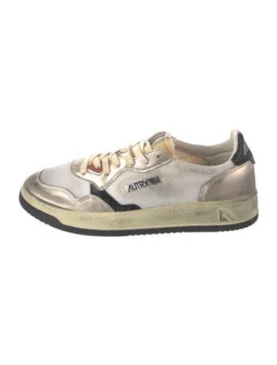 Pre-owned Autry Leather Colorblock Pattern Sneakers In White