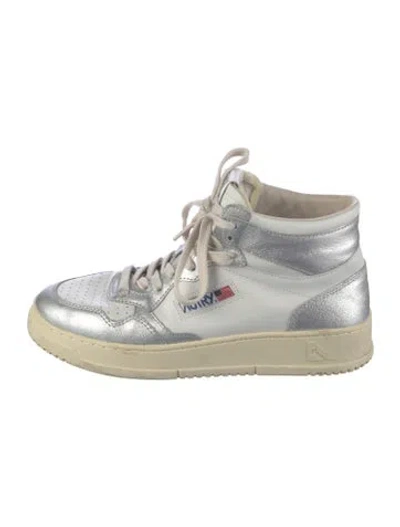 Pre-owned Autry Leather Colorblock Pattern Sneakers In White