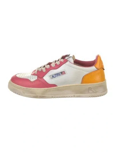 Pre-owned Autry Leather Colorblock Pattern Sneakers In White
