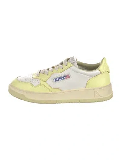Pre-owned Autry Leather Colorblock Pattern Sneakers In Yellow