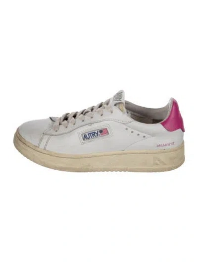 Pre-owned Autry Leather Graphic Print Sneakers In Neutrals/white