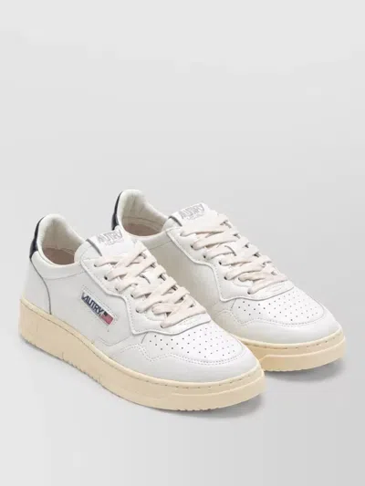 Autry White Leather Perforated Flat Shoes