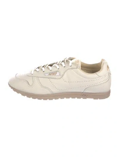Pre-owned Autry Leather Lasercut Accents Sneakers In Metallic/neutrals