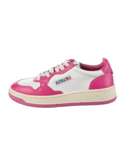 Pre-owned Autry Leather Lasercut Accents Sneakers In Pink