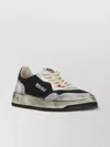 Autry Leather Low Top Sneakers With Laminated Inserts In Black