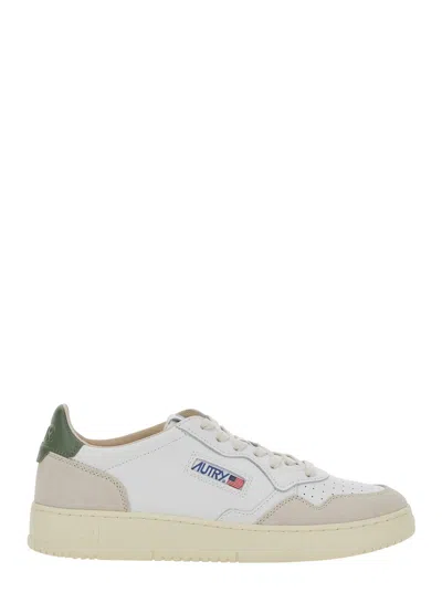 Autry Leather Low-top Sneaker With Contrast Heel And Perforated Toe For Men In White