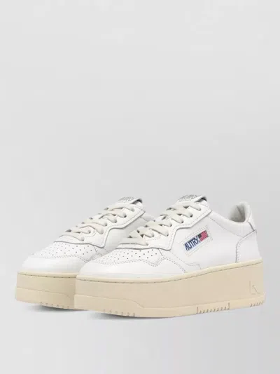 Autry Medalist Platform Leather Sneakers In White
