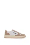 Autry 'medalist' White And Beige Low Top Sneakers With Logo Patch In White