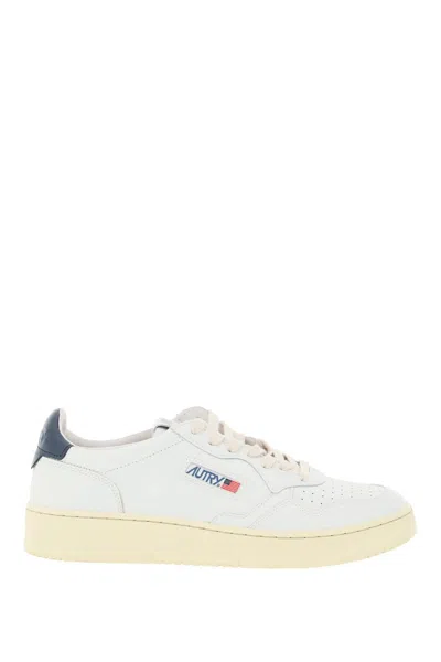 Autry Leather Medalist Low Sneakers In White, Blue