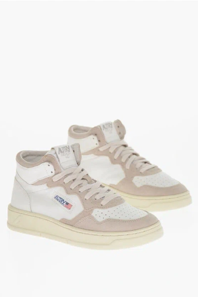 Autry Leather Medalist Mist Sneakers With Suede Detail In Neutral