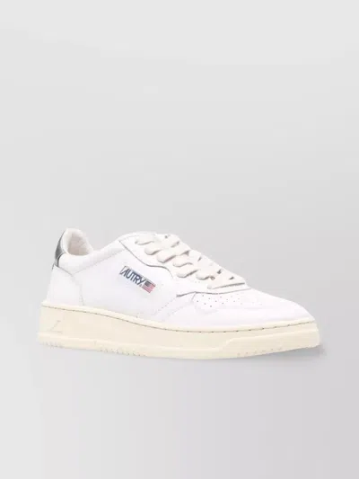 Autry Leather Panelled Low-top Sneakers With Perforated Detailing In White