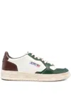 Autry Medalist Low Super Vintage Sneakers In White Pine Grove Leather And Rum Raisin In Animal Print