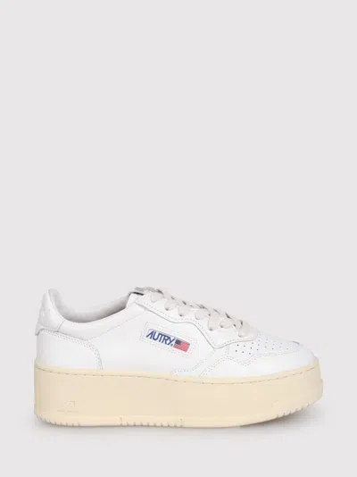 Autry Platform Low Leather Sneakers In White