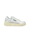 Autry Silver And White Low Top Sneakers With Logo Patch