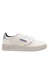 Autry Medalist In White And Silver Leather In Leat/silver