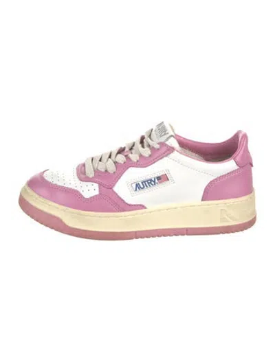 Pre-owned Autry Leather Sneakers In Neutrals/pink