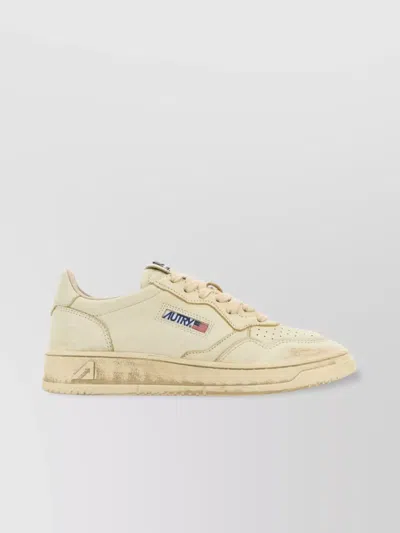 Autry Leather Sneakers Supvint Silhouette Perforated Rubber Sole In Yellow