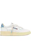 Autry Medalist Low Sneakers In White And Light Blue Leather In White
