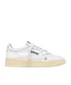 Autry Medalist Low Sneakers In White Leather With Silver Embroidery In White