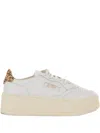 Autry Medalist Platform Sneakers In White And Leopard Leather In White