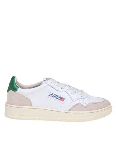 Autry Leather Sneakers In White/green