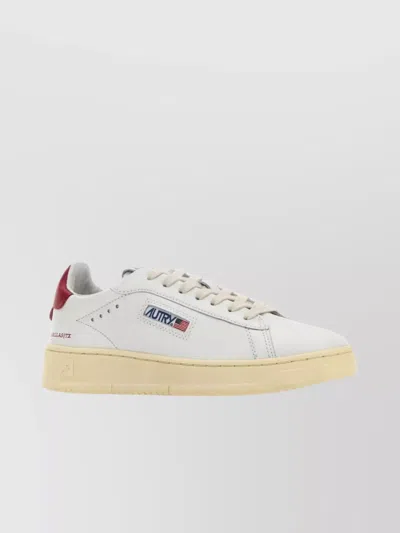 Autry Leather Sneakers With Color Block Design In White