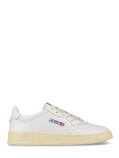 Autry Leather Sneakers With Perforated Detailing In White