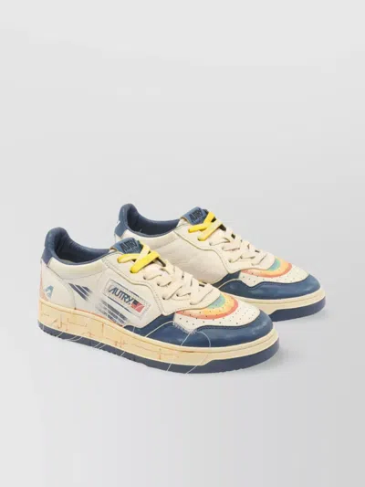 Autry Leather Sneakers With Perforated Round Toe In Neutral