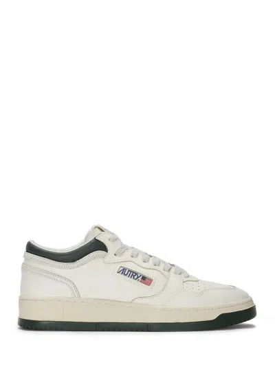 Autry Leather Sneakers With Perforated Toe In Gray