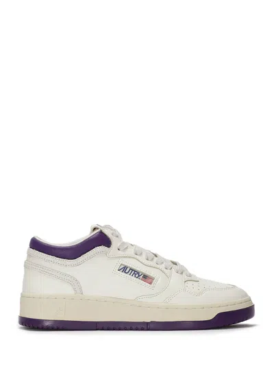 Autry Leather Sneakers With Perforated Toe In Gray