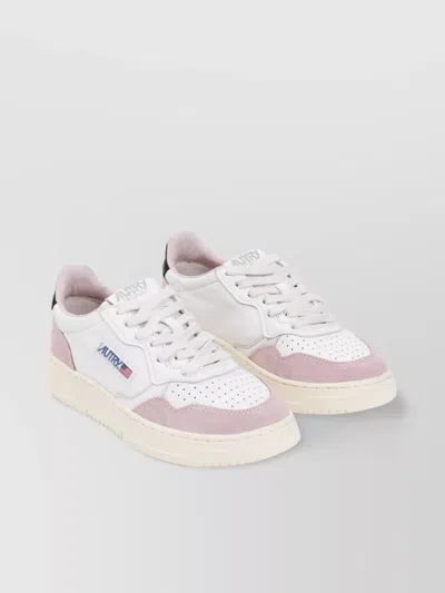 Autry Medalist Low Leather And Suede White And Powder Sneakers In Multi