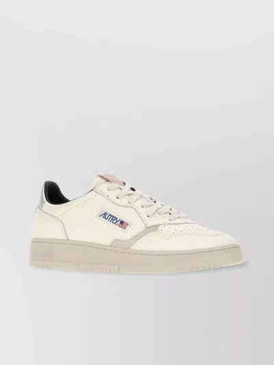 Autry Leather Sneakers With Rubber Sole And Perforated Toe Cap
