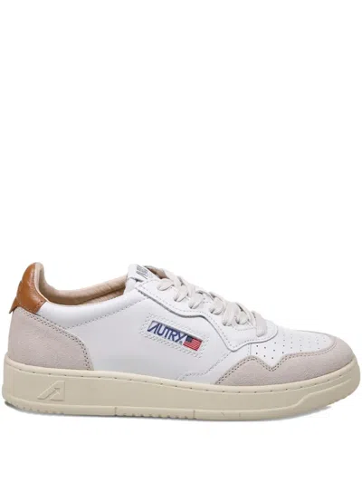 Autry Leather Suede-panelled Sneakers In White