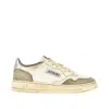 Autry Supvint Lowleat Suede Lizard Silv Sneaker In White