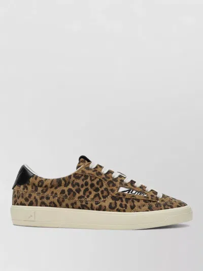 Autry Windscape Low Sneakers In Leopard And Black Suede In Animal Print