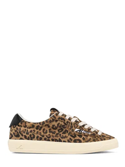 Autry Windscape Low Sneakers In Leopard And Black Suede In Animal Print