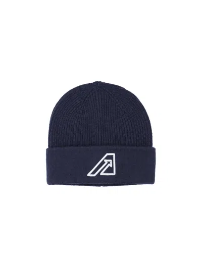 Autry Sporty Beanie Wool Cap In Blue