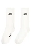 Autry Logo Cotton Blend Socks In Cream Black